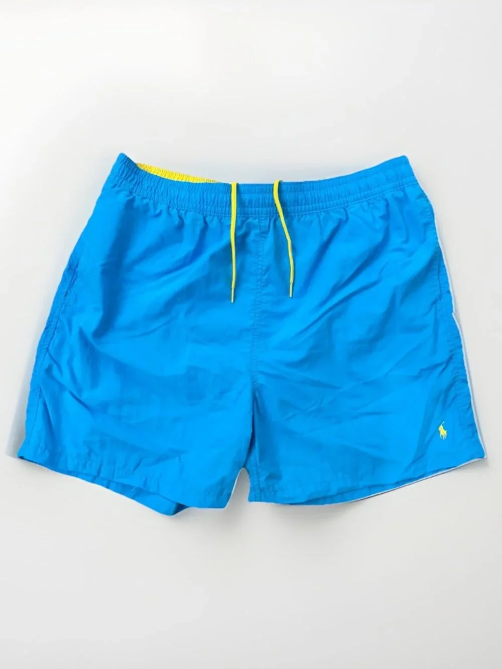 Vintage Polo Ralph Lauren Swim Trunks Men XL Blue Yellow RN 41381 Mesh Lined